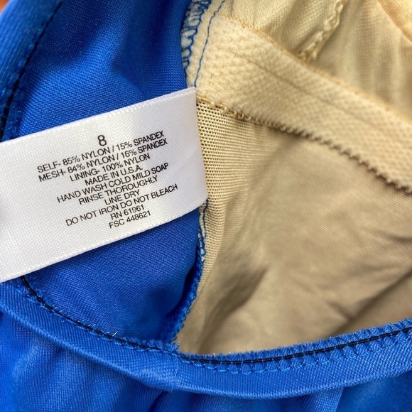 Diane Von Furstenberg Womens 8 Blue Drop Back One Peice Swim Bathing Suit - Picture 7 of 10